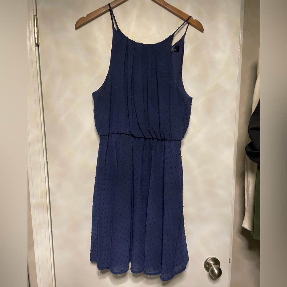 Mini navy blue polka dot dress